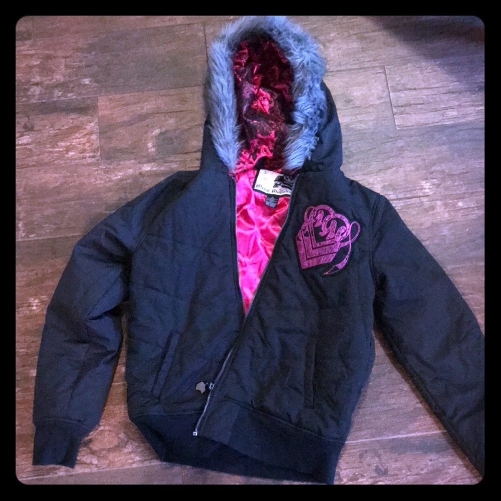 Metal Mulisha puffer jacket with fur hood